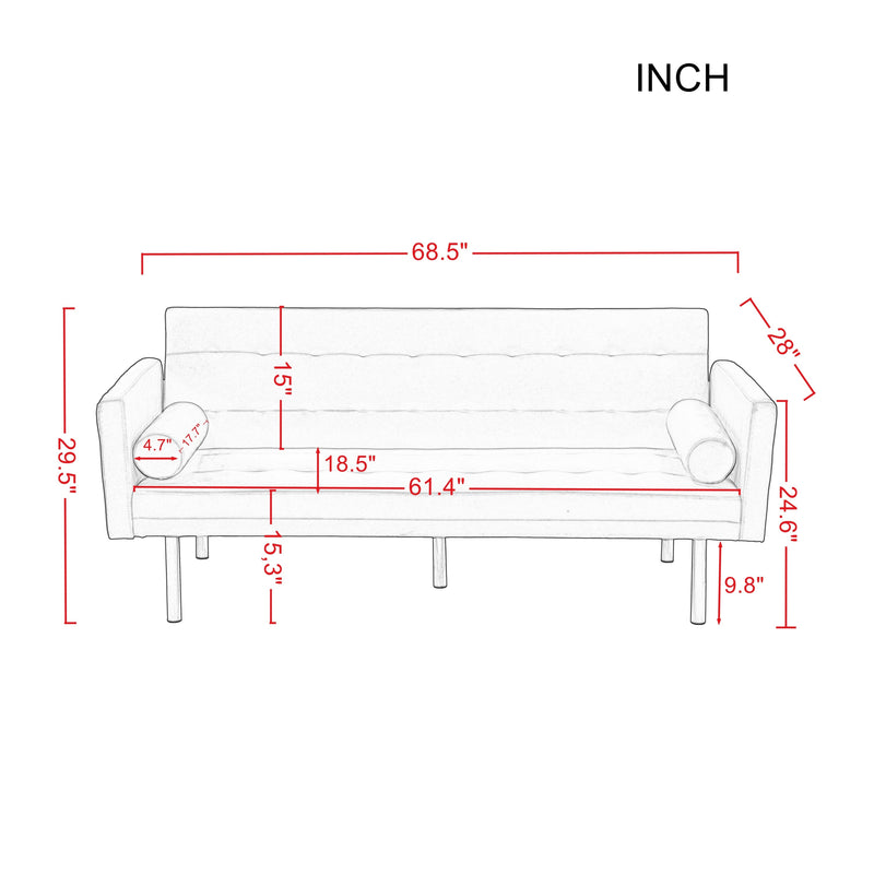 Square arm sleeper sofa Red Velvet ***Not available for sale on Walmart***