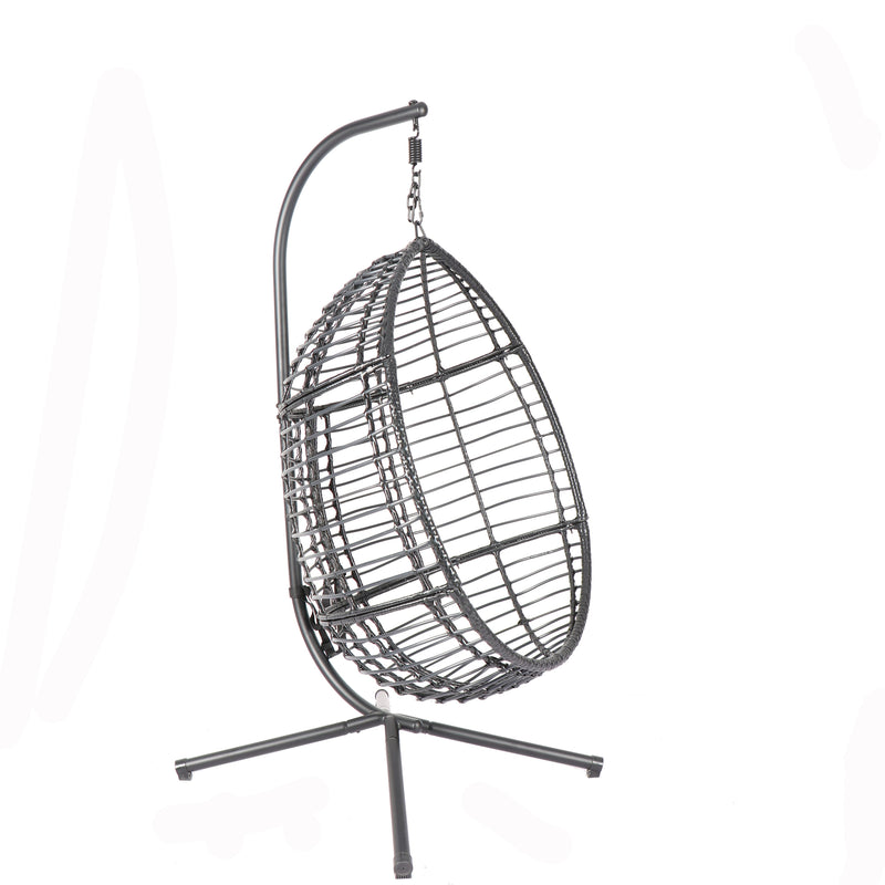 Egg Swing Chair with Stand, 300 LBS Capacity, With Comfortable Cushion, 37.4x37.4x76.77 (Grey)