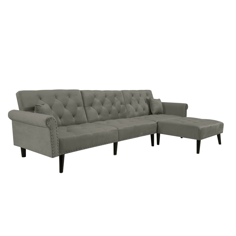 Convertible Sofa bed sleeper Light Grey velvet（W223S00002、W223S00708、W223S00870）