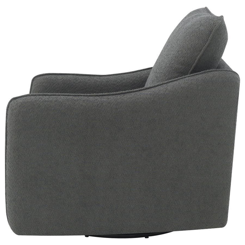 Madia - Upholstered Sloped Arm Swivel Glider Chair - Charcoal