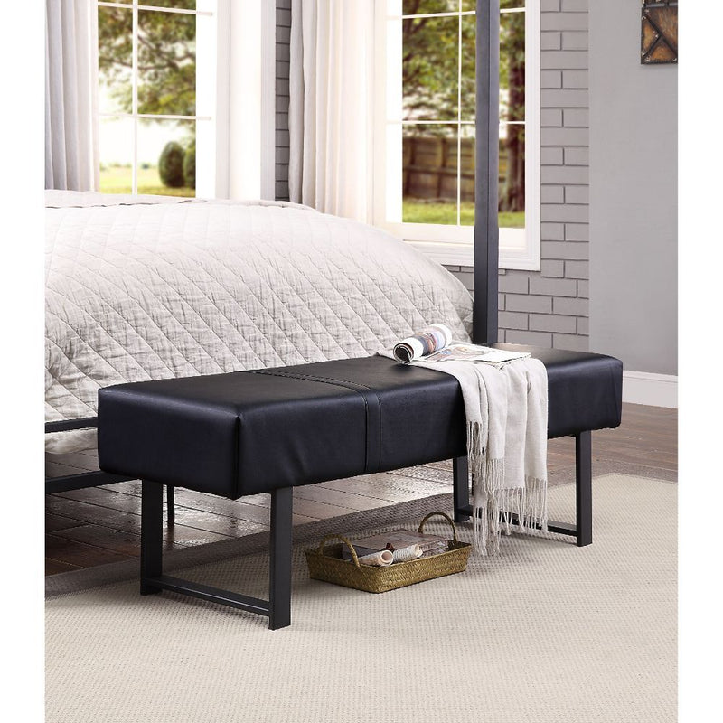 Baara - Bench - Black PU & Sandy Gray - Atlantic Fine Furniture Inc