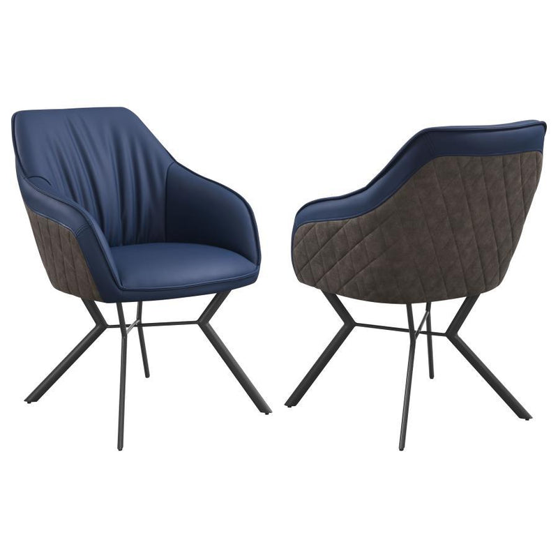 Mayer - Upholstered Dining Arm Chair (Set of 2) - Blue - Atlantic Fine Furniture Inc