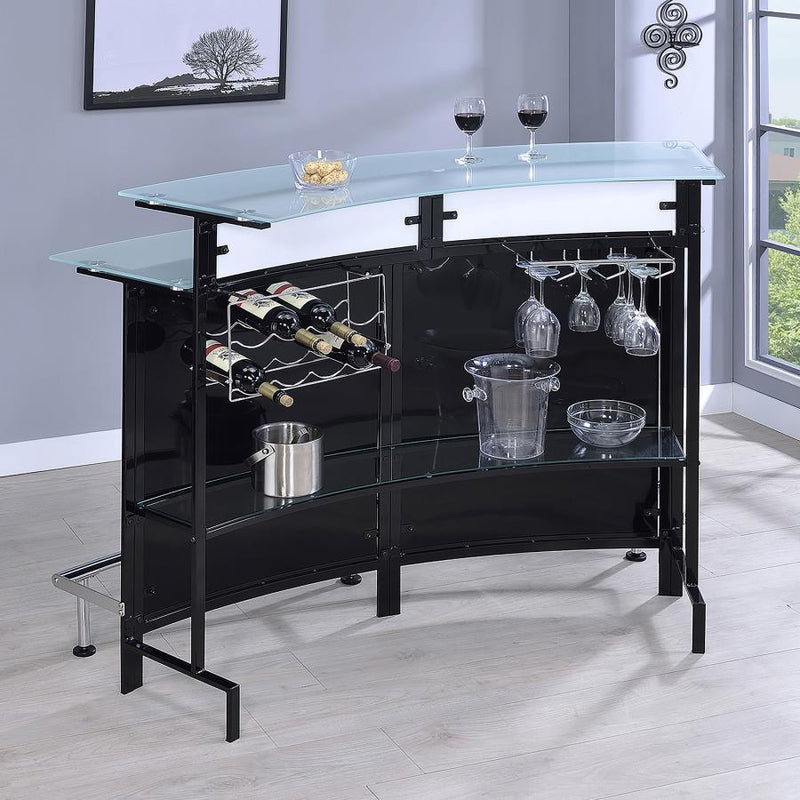 Keystone - Curved Glass Top Home Bar Wine Cabinet - Black - Atlantic Fine Furniture Inc