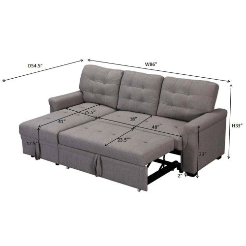 dark greyUpholstered Sleeper Modular Sofa