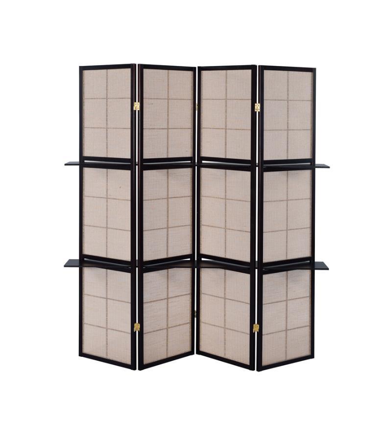 Iggy - 4-Panel Room Divider Folding Shoji Screen - Cappuccino - Atlantic Fine Furniture Inc