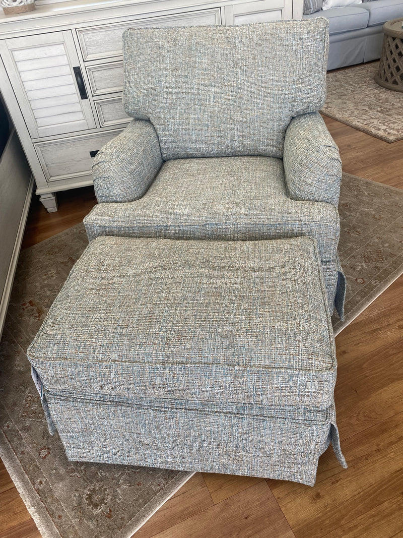 Custom Swivel Glider- Skirted Chair