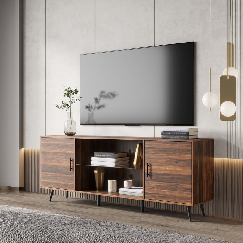 TV Stand Mid-Century Wood Modern Entertainment Center Adjustable Storage Cabinet TV Console for Living Room