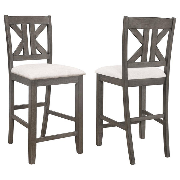 Athens - Wood Counter Chair With Cushion (Set of 2) - Barn Gray