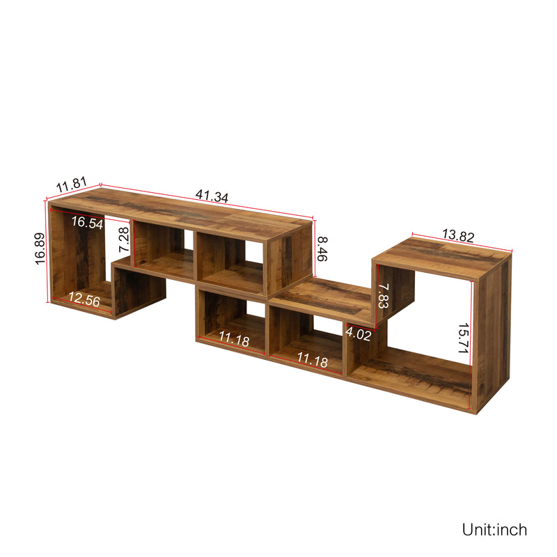 Double L-Shaped Oak TV Stand，Display Shelf ，Bookcase for Home Furniture,Fir Wood