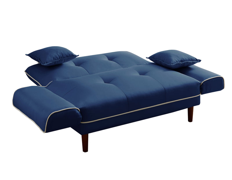 RELAX LOUNGE SOFA BED SLEEPER WITH 2 PILLOWS NAVY BLUE FABRIC