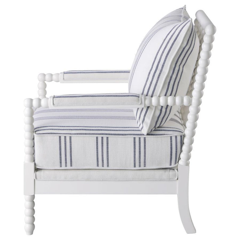 Blanchett - Upholstered Bobbin Accent Chair - White And Navy