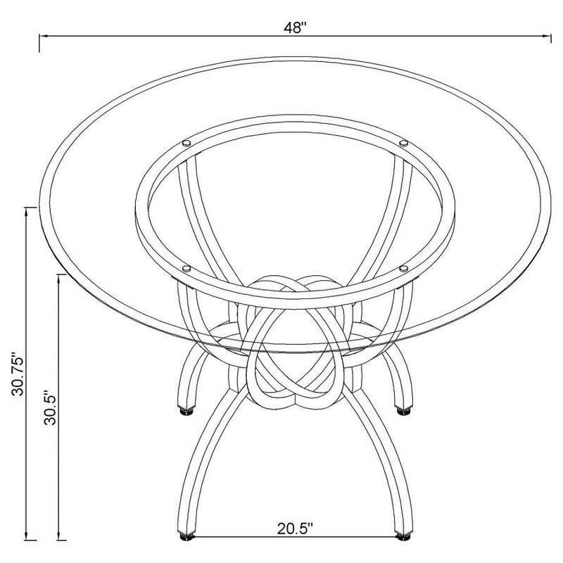 Aviano - Round Glass Top Metal Dining Table - Gunmetal