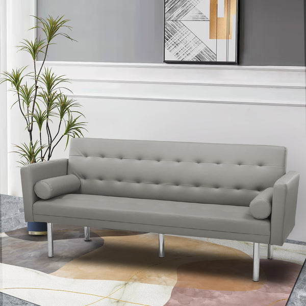 Square arm sleeper sofa GREY PU ***Not available for sale on Walmart***