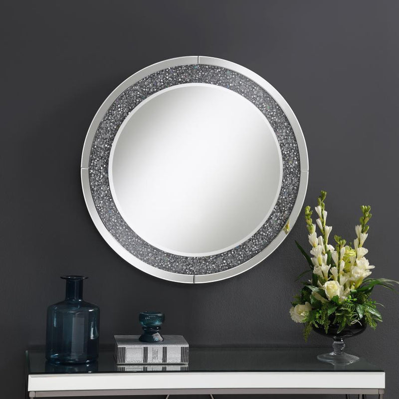 Lixue - Round Wall Mirror LED Lighting - Silver - Atlantic Fine Furniture Inc