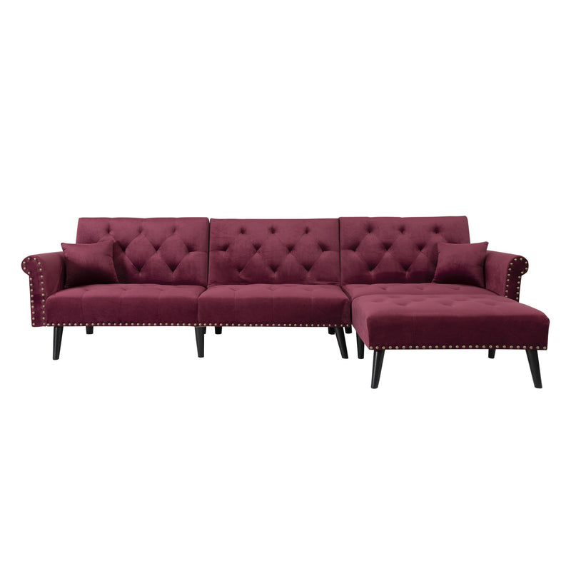 Convertible Sofa bed sleeper red velvet（W223S00006、W223S00712、W223S00458）