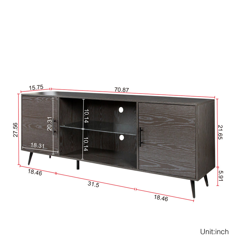 TV Stand Mid-Century Wood Modern Entertainment Center Adjustable Storage Cabinet TV Console for Living Room