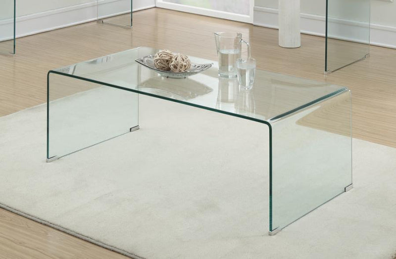 Ripley - Rectangular Tempered Bent Glass Coffee Table - Clear - Atlantic Fine Furniture Inc