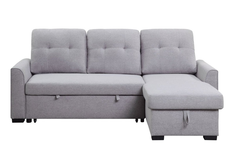 ACME Amboise Reversible Storage Sleeper Sectional Sofa, Light Gray Fabric 55550 - Atlantic Fine Furniture Inc