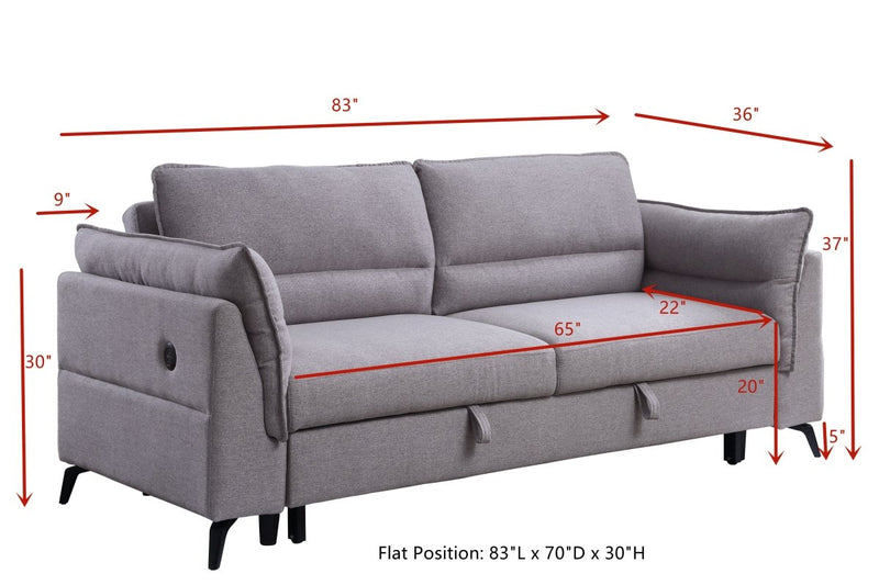 ACME Helaine Sleeper Sofa, Gray Fabric 55560 - Atlantic Fine Furniture Inc