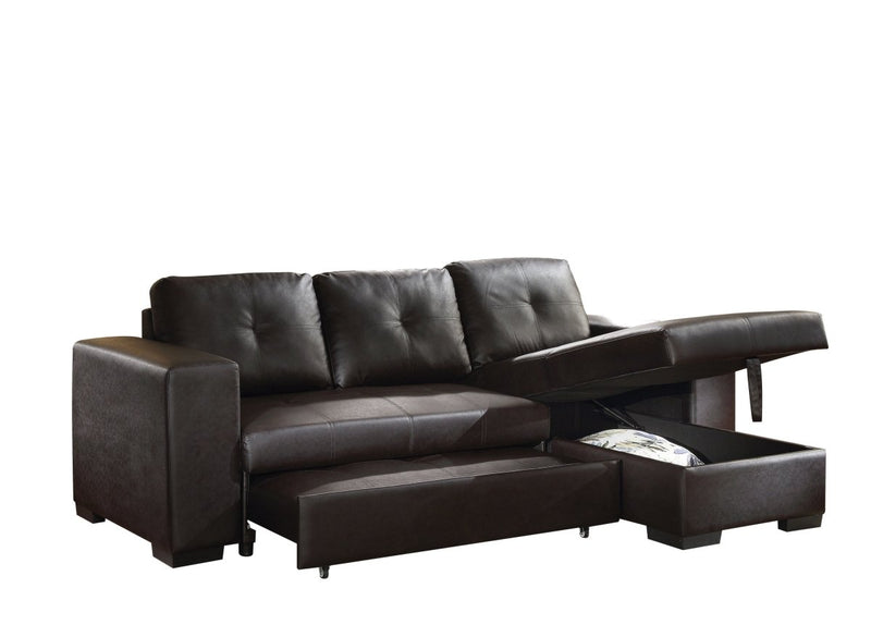 ACME Lloyd Sectional Sofa w/Sleeper in Black PU 53345 - Atlantic Fine Furniture Inc