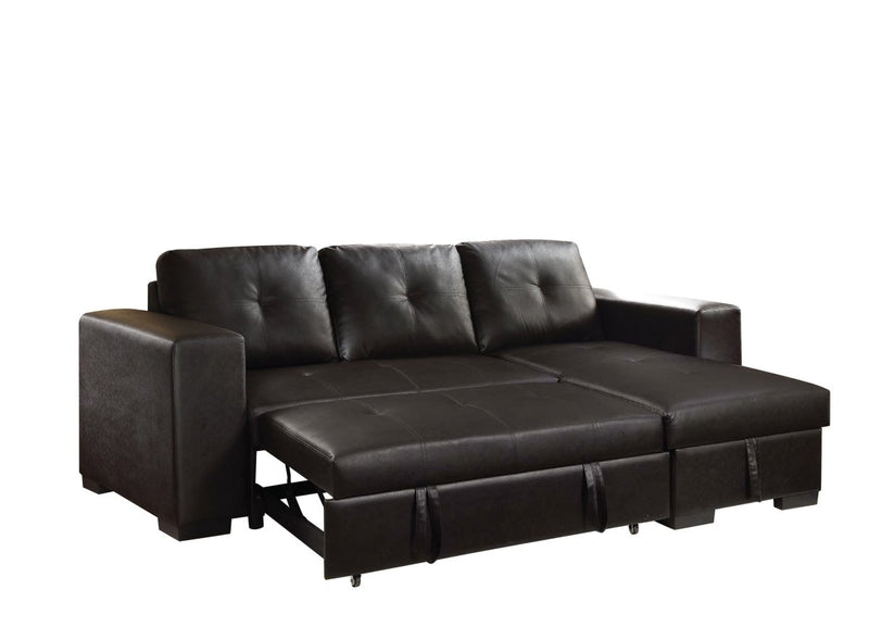 ACME Lloyd Sectional Sofa w/Sleeper in Black PU 53345 - Atlantic Fine Furniture Inc