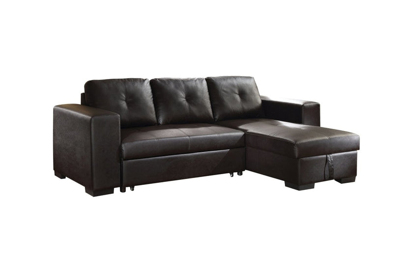 ACME Lloyd Sectional Sofa w/Sleeper in Black PU 53345 - Atlantic Fine Furniture Inc