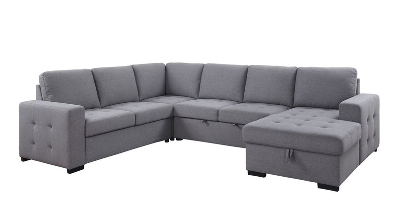 ACME Nardo Storage Sleeper Sectional Sofa, Gray Fabric 55545 - Atlantic Fine Furniture Inc