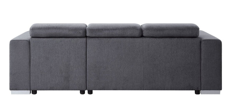 ACME Natalie Reversible Storage Sleeper Sectional Sofa, Gray Chenille 55530 - Atlantic Fine Furniture Inc