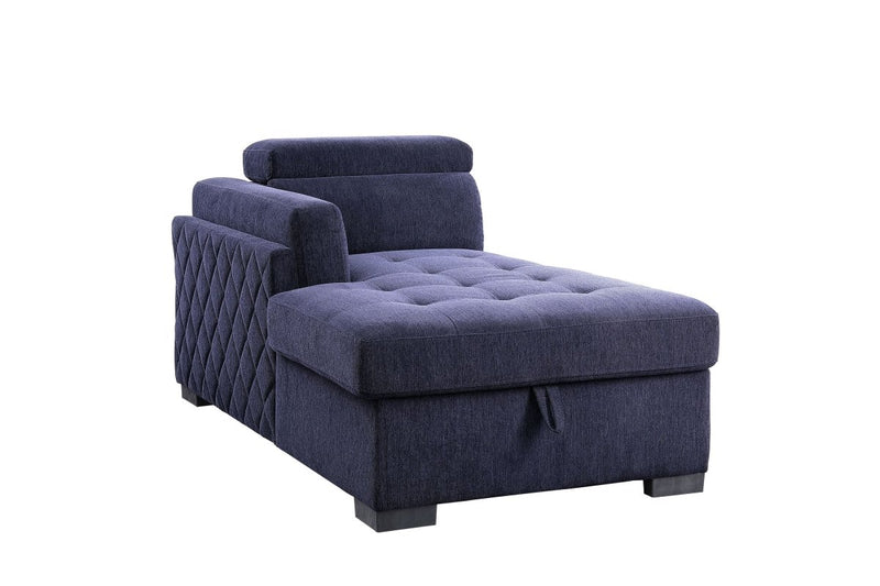 ACME Nekoda Storage Sleeper Sectional Sofa and Ottoman, Navy Blue Fabric 55520 - Atlantic Fine Furniture Inc