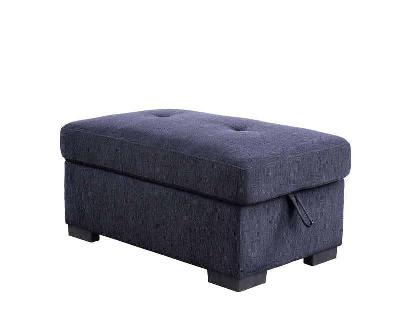 ACME Nekoda Storage Sleeper Sectional Sofa and Ottoman, Navy Blue Fabric 55520 - Atlantic Fine Furniture Inc