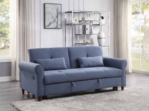 ACME Nichelle Sleeper Sofa, Blue Fabric 55565 - Atlantic Fine Furniture Inc