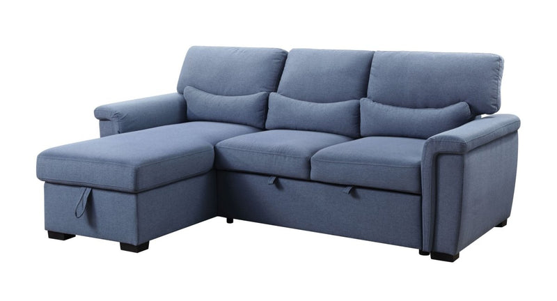 ACME Noemi Reversible Storage Sleeper Sectional Sofa, Blue Fabric 55540 - Atlantic Fine Furniture Inc