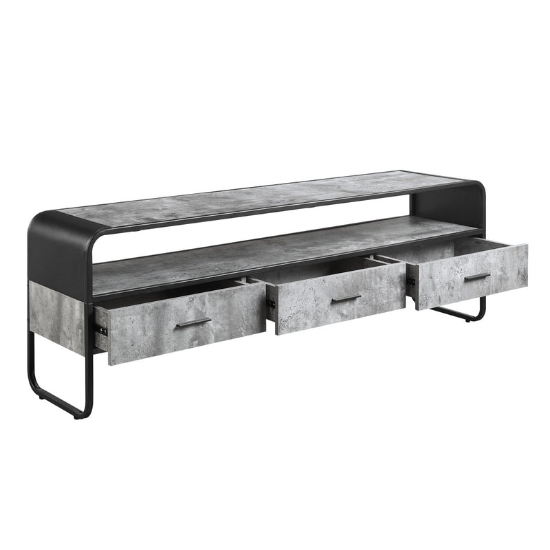 ACME Raziela TV Stand, Concrete Gray & Black Finish LV01142 - Atlantic Fine Furniture Inc