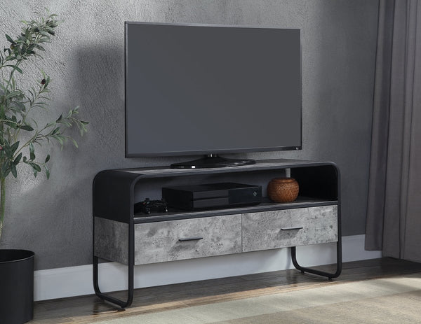 ACME Raziela TV Stand, Concrete Gray & Black Finish LV01143 - Atlantic Fine Furniture Inc