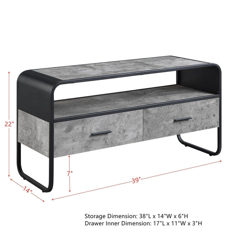 ACME Raziela TV Stand, Concrete Gray & Black Finish LV01143 - Atlantic Fine Furniture Inc