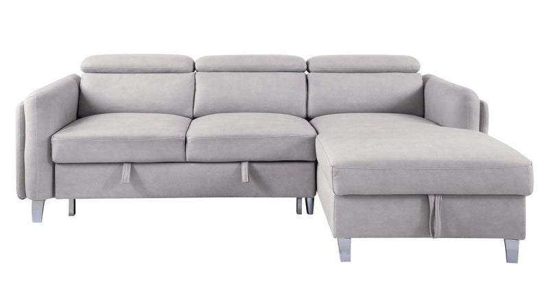 ACME Reyes Sectional Sofa w/Sleeper, Beige Nubuck 56040 - Atlantic Fine Furniture Inc