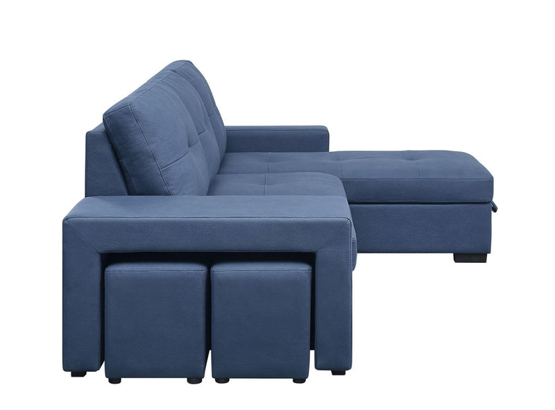 ACME Strophios Reversible Sleeper Sofa, Blue Fabric 54650 - Atlantic Fine Furniture Inc