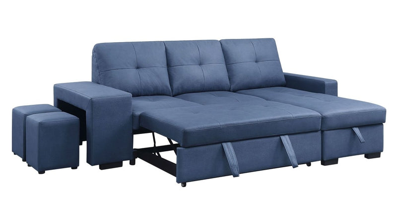 ACME Strophios Reversible Sleeper Sofa, Blue Fabric 54650 - Atlantic Fine Furniture Inc