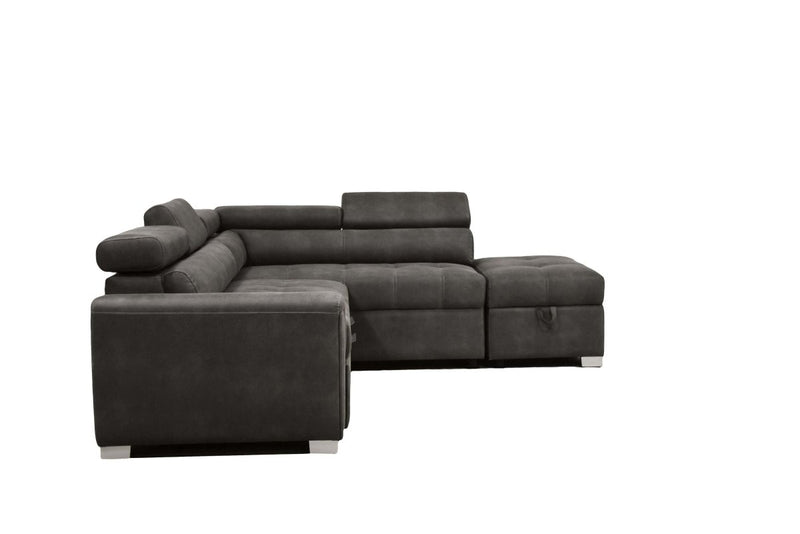 ACME Thelma Sectional Sofa w/Sleeper & Ottoman in Gray Polished Microfiber 50275 - Atlantic Fine Furniture Inc