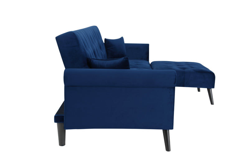 Convertible Sofa bed sleeper Navy blue velvet (same as W223S01591。Size difference, See Details in page.)