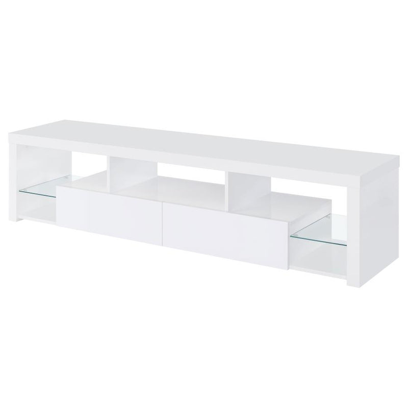 Jude - 2-Drawer Engineered Wood TV Stand - High Gloss White