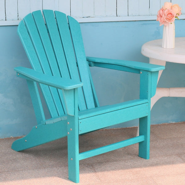 Adirondack Chair Holder HDPE Patio Chairs Weather Resistant Outdoor Chairs for Lawn, Deck, Backyard, Garden, Fire Pit, Plastic Outdoor c - Aqua - Atlantic Fine Furniture Inc