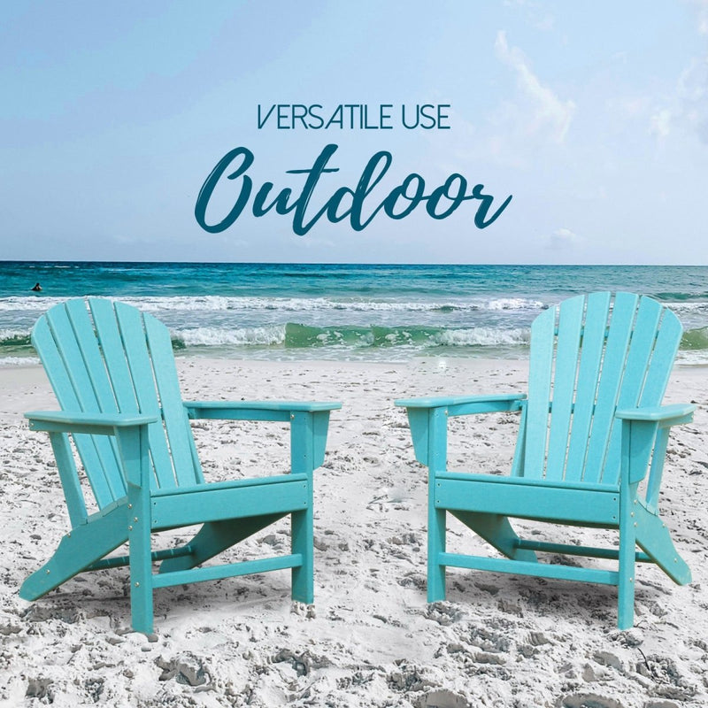 Adirondack Chair Holder HDPE Patio Chairs Weather Resistant Outdoor Chairs for Lawn, Deck, Backyard, Garden, Fire Pit, Plastic Outdoor c - Aqua - Atlantic Fine Furniture Inc