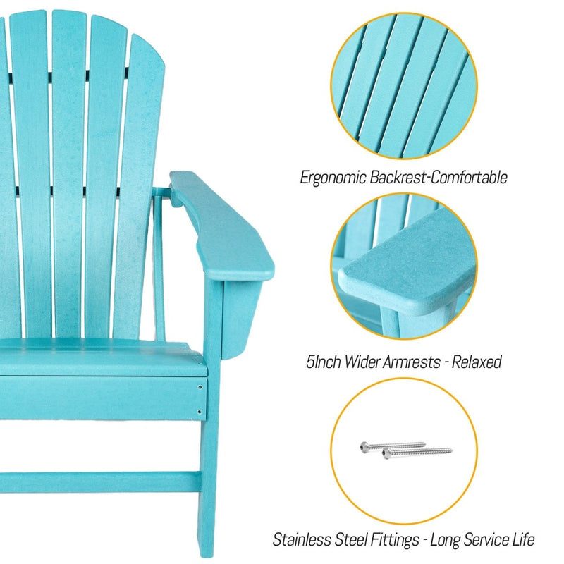 Adirondack Chair Holder HDPE Patio Chairs Weather Resistant Outdoor Chairs for Lawn, Deck, Backyard, Garden, Fire Pit, Plastic Outdoor c - Aqua - Atlantic Fine Furniture Inc