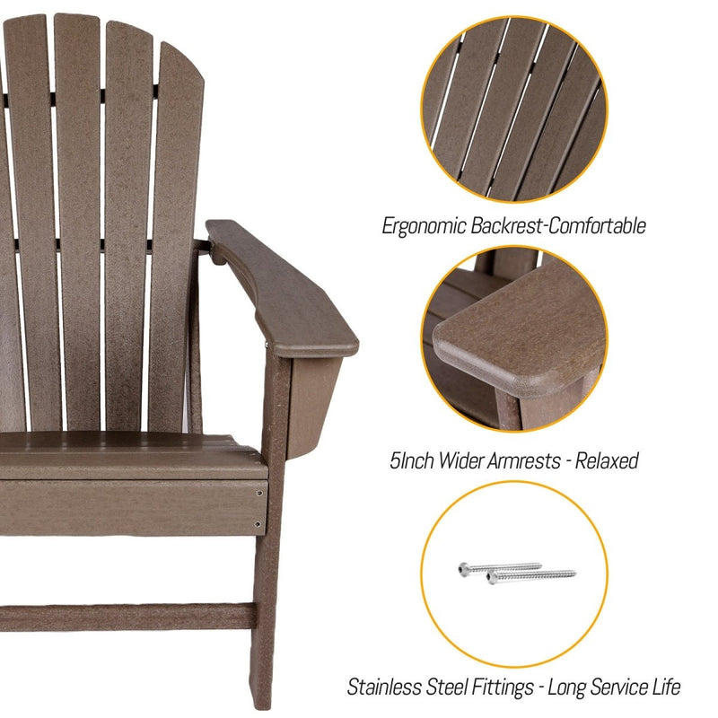 Adirondack Chair Holder HDPE Patio Chairs Weather Resistant Outdoor Chairs for Lawn, Deck, Backyard, Garden, Fire Pit, Plastic Outdoor Chairs - Teak - Atlantic Fine Furniture Inc