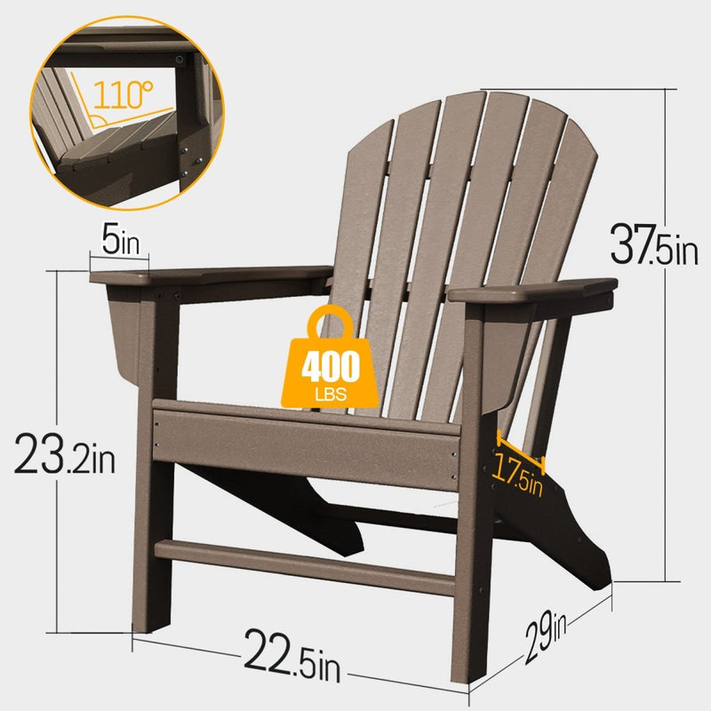 Adirondack Chair Holder HDPE Patio Chairs Weather Resistant Outdoor Chairs for Lawn, Deck, Backyard, Garden, Fire Pit, Plastic Outdoor Chairs - Teak - Atlantic Fine Furniture Inc