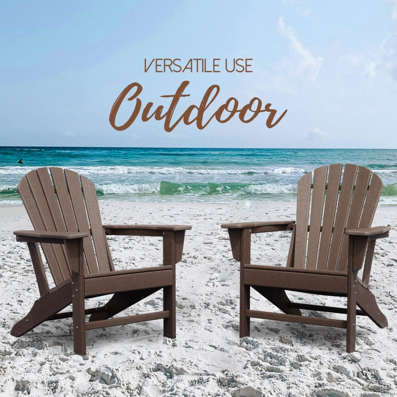 Adirondack Chair Holder HDPE Patio Chairs Weather Resistant Outdoor Chairs for Lawn, Deck, Backyard, Garden, Fire Pit, Plastic Outdoor Chairs - Teak - Atlantic Fine Furniture Inc