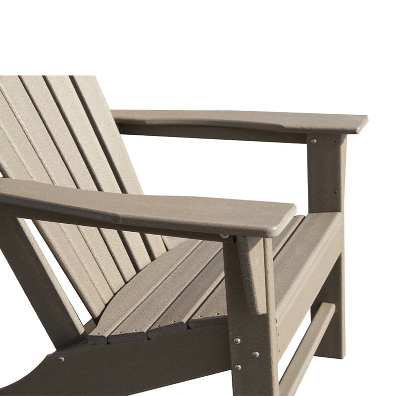 Adirondack Chair Holder HDPE Patio Chairs Weather Resistant Outdoor Chairs for Lawn, Deck, Backyard, Garden, Fire Pit, Plastic Outdoor Chairs-Weathered Wood - Atlantic Fine Furniture Inc