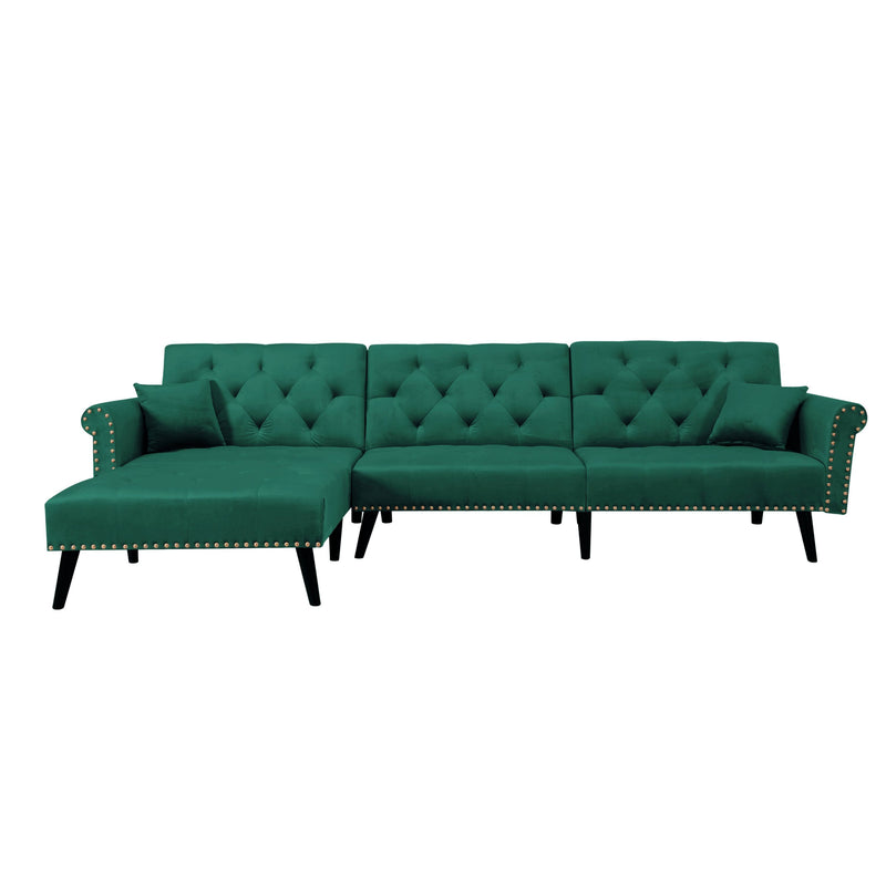 Convertible Sofa bed sleeper GREEN velvet (same as W223S00707。Size difference, See Details in page.)