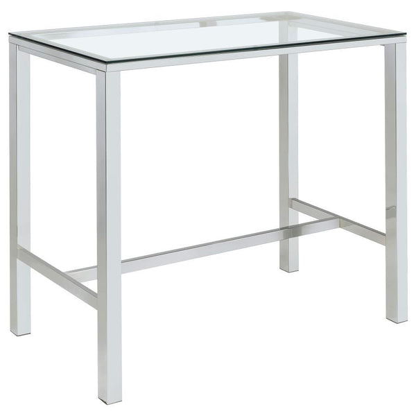 Tolbert - Rectangular Glass Top Pub Bar Table - Chrome - Atlantic Fine Furniture Inc